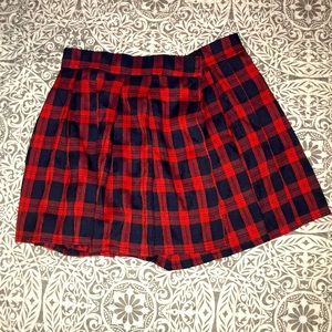 Plaid Pleated Wrap Skirt